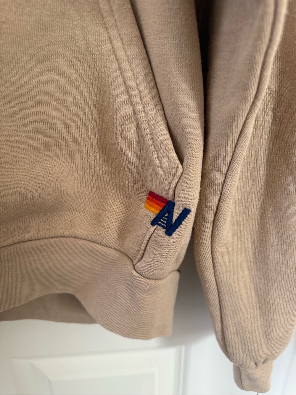 Aviator Nation Logo Stitch Relaxed Hoodie Sand Unisex Size Large - Picture 4 of 9